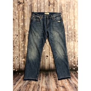 Gap medium wash raw hem straight leg jeans